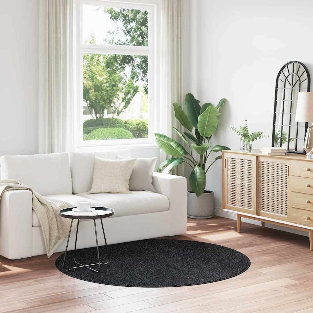 Dunkelgrauer Shaggy Teppich 160x160cm