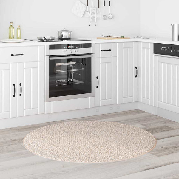 Creme Shaggy Teppich Rutschfest 120x120 cm