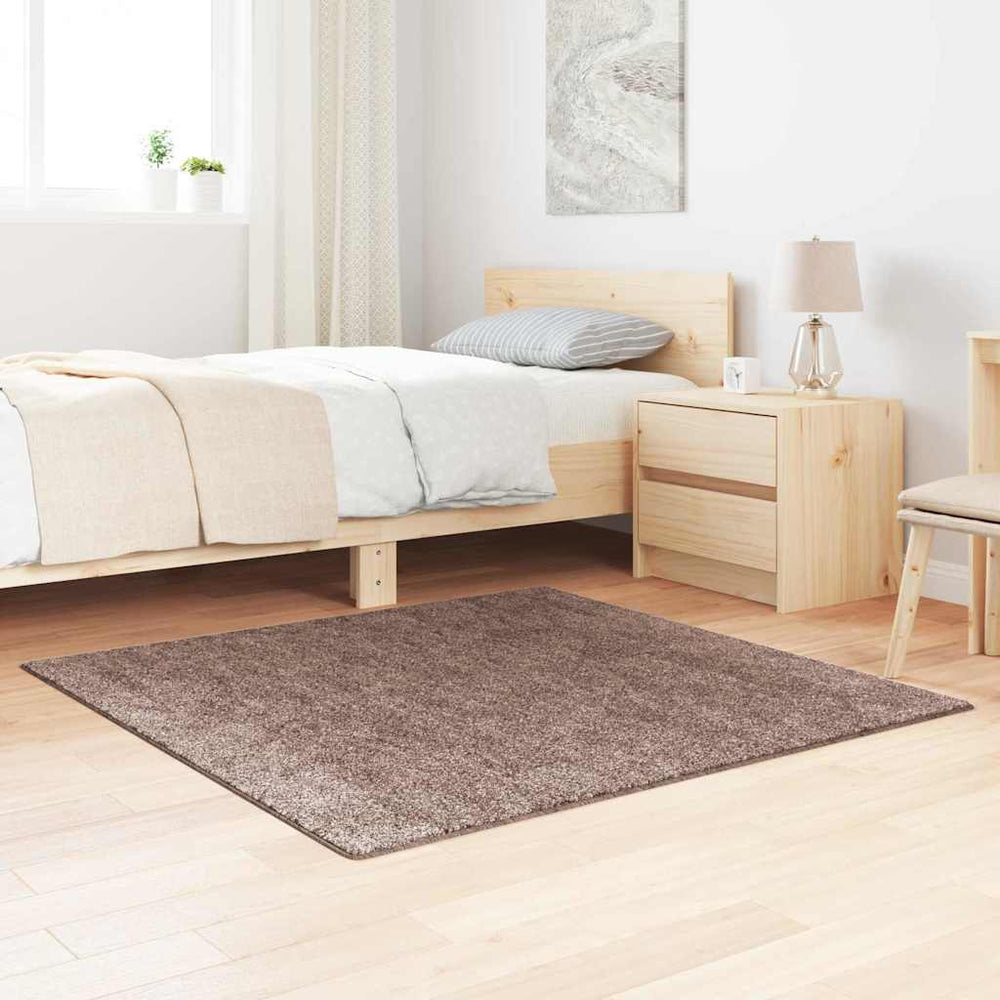Braun Shaggy Teppich Rutschfest 120x120cm