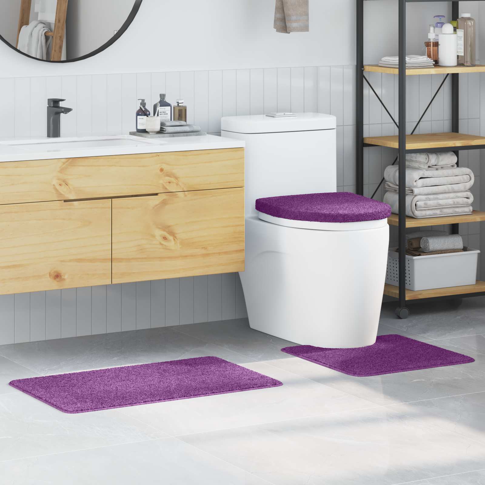 Anti-Rutsch Badematten Set Lila 3-teilig