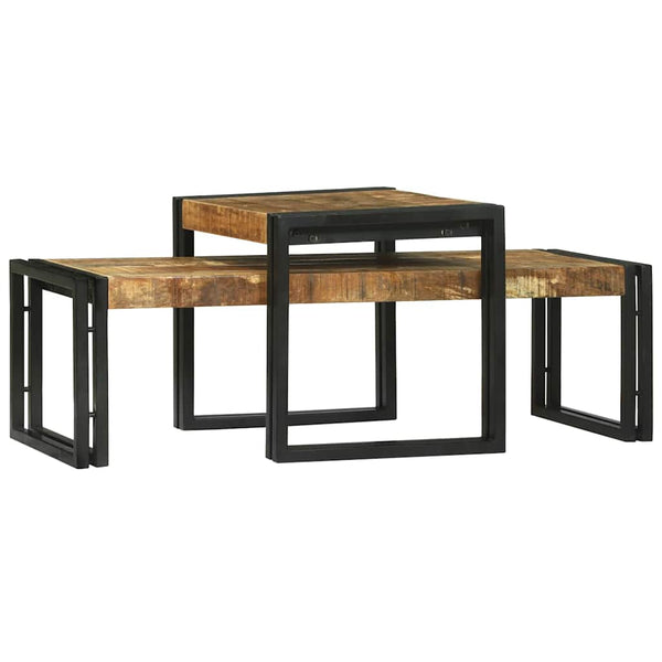 Couchtisch 2er Set Braun Mango Massivholz