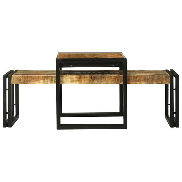 Couchtisch 2er Set Braun Mango Massivholz