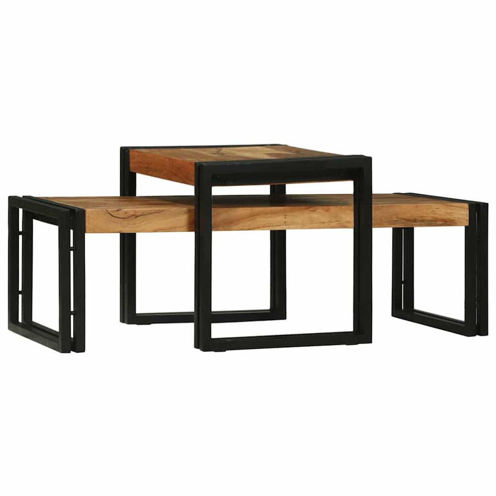 Couchtisch 2er-Set Braun Akazie Massivholz