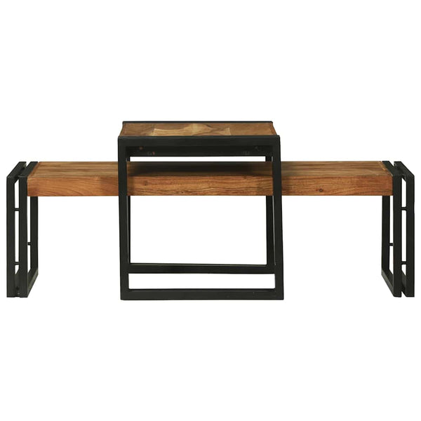 Couchtisch 2er-Set Braun Akazie Massivholz