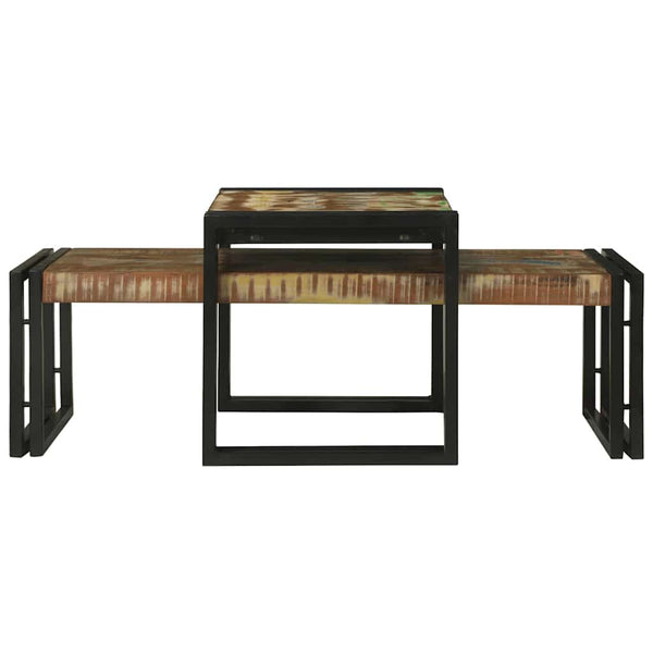 Couchtisch 2er Set Mehrfarbig Massivholz