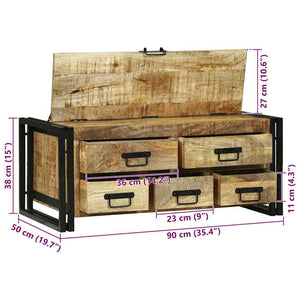 Couchtisch Braun Mango Massivholz 90x50 cm