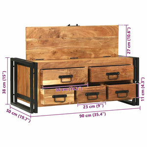 Couchtisch Akazie Massivholz Braun 90x50 cm