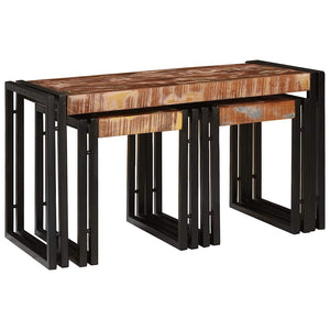 Nestingtisch 3er Set Recyclingholz Metall