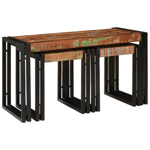Nestingtisch 3er Set Recyclingholz Metall