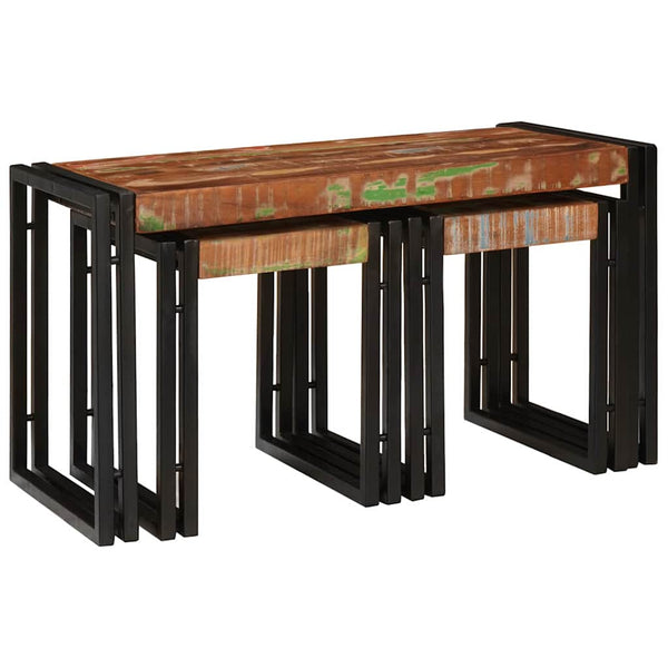 Nestingtisch 3er Set Recyclingholz Metall