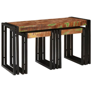 Nestingtisch 3er Set Recyclingholz Metall