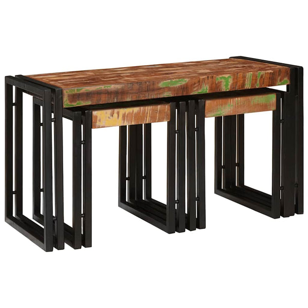 Nestingtisch 3er Set Recyclingholz Metall