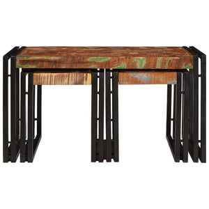 Nestingtisch 3er Set Recyclingholz Metall