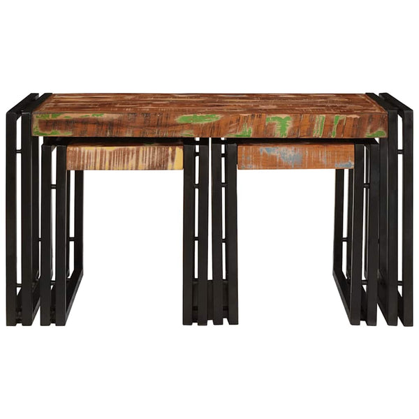 Nestingtisch 3er Set Recyclingholz Metall