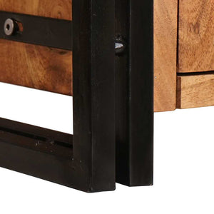 Highboard Akazie Massivholz Braun mit Metall