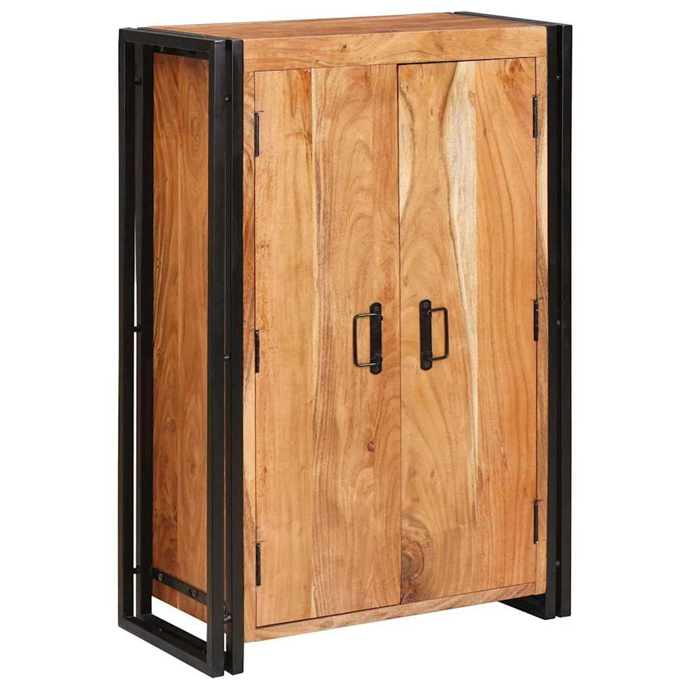 Highboard Akazie Massivholz Braun mit Metall