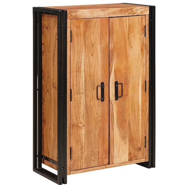 Highboard Akazie Massivholz Braun mit Metall