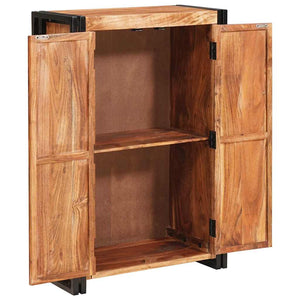 Highboard Akazie Massivholz Braun mit Metall