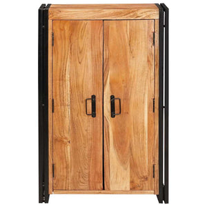 Highboard Akazie Massivholz Braun mit Metall