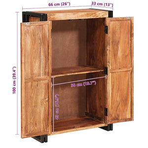Highboard Akazie Massivholz Braun mit Metall