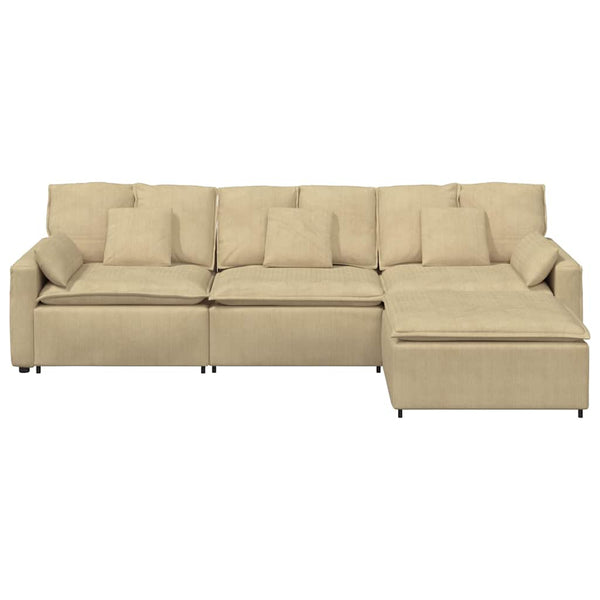 Modulares Sofa Graugrün mit Hocker & Kissen