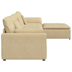 Modulares Sofa Graugrün mit Hocker & Kissen