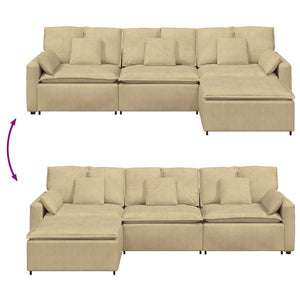 Modulares Sofa Graugrün mit Hocker & Kissen