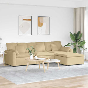 Modulares Sofa Graugrün mit Hocker & Kissen