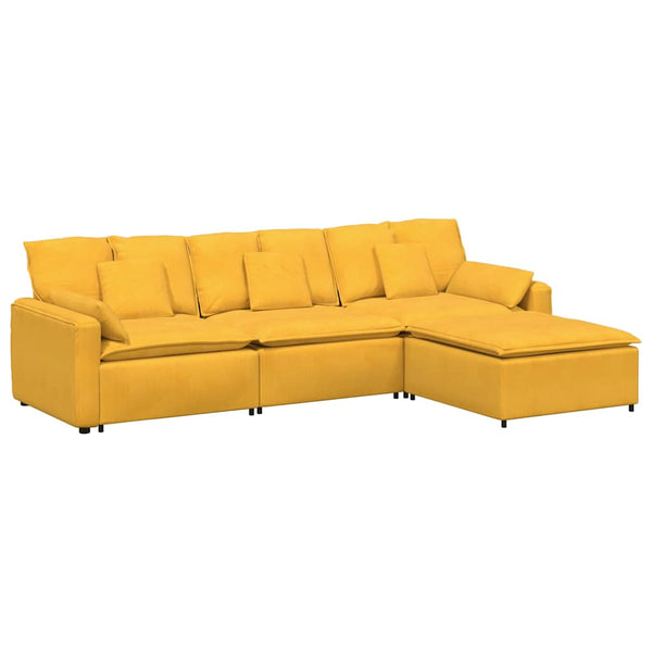 Modulares Sofa Hellgelb mit Hocker