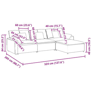 Modulares Sofa Hellgelb mit Hocker