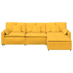 Modulares Sofa Hellgelb mit Hocker