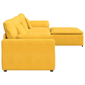 Modulares Sofa Hellgelb mit Hocker