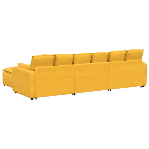 Modulares Sofa Hellgelb mit Hocker