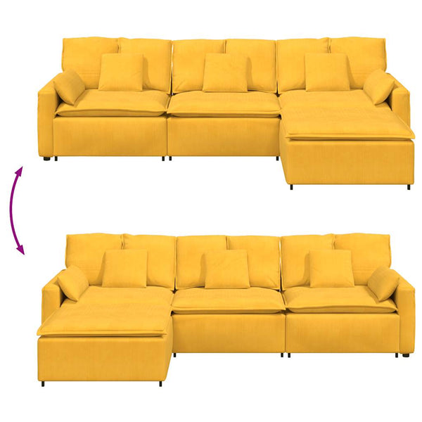 Modulares Sofa Hellgelb mit Hocker