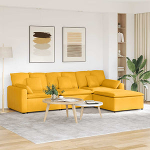 Modulares Sofa Hellgelb mit Hocker