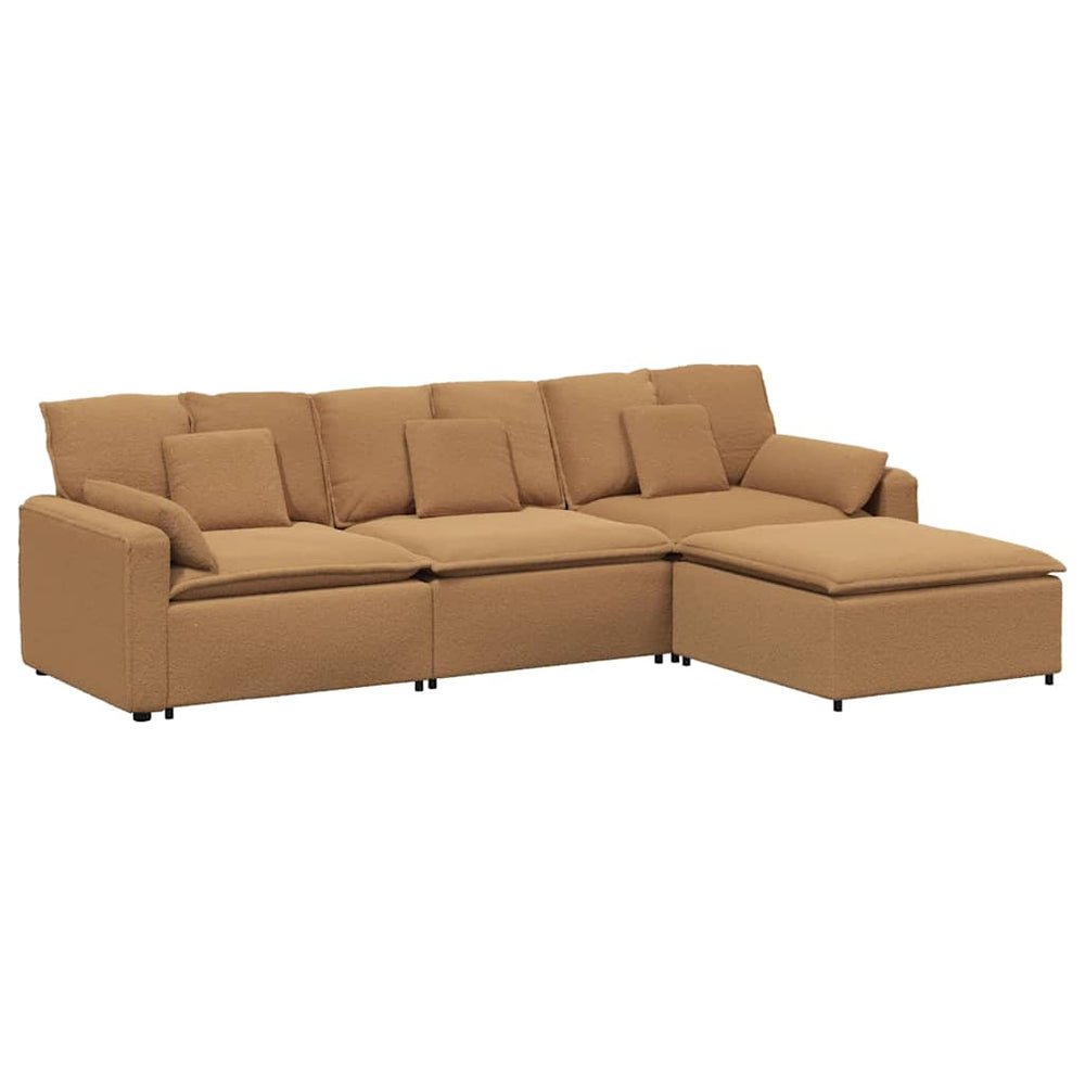 Modulares Sofa Beige mit Hocker