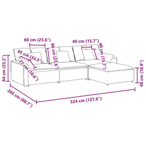 Modulares Sofa Beige mit Hocker