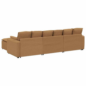 Modulares Sofa Beige mit Hocker