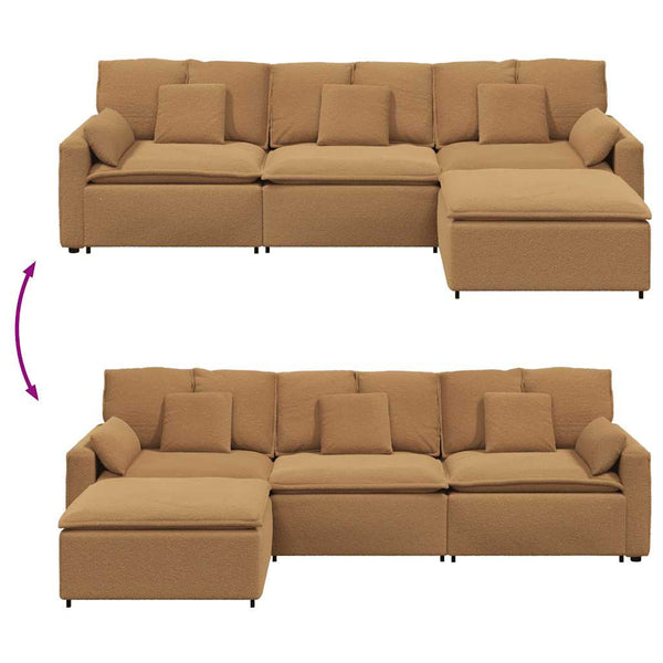 Modulares Sofa Beige mit Hocker