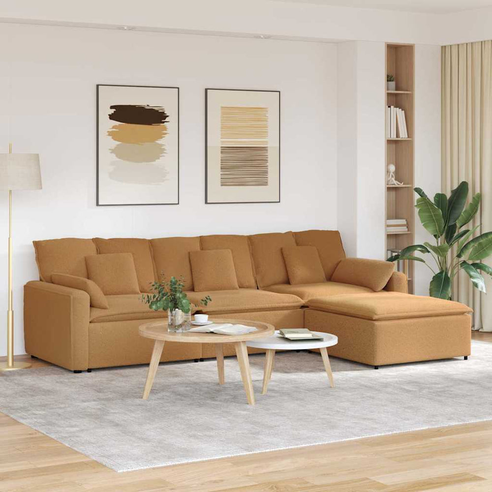 Modulares Sofa Beige mit Hocker