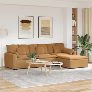 Modulares Sofa Beige mit Hocker