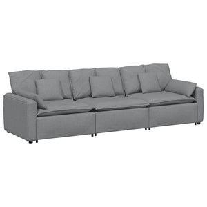 Modulares Sofa Hellgrau mit Kissen