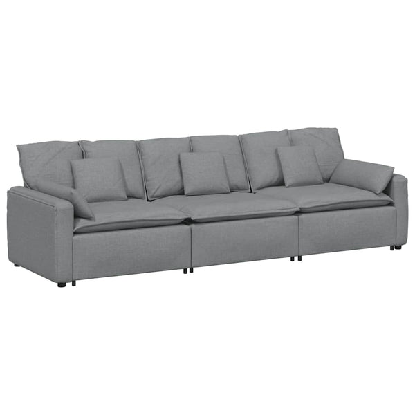 Modulares Sofa Hellgrau mit Kissen