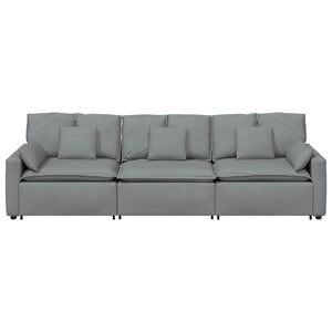 Modulares Sofa Hellgrau mit Kissen