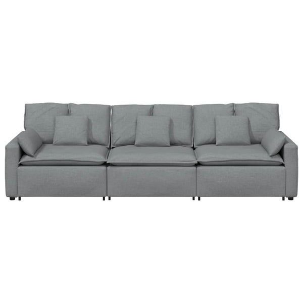 Modulares Sofa Hellgrau mit Kissen