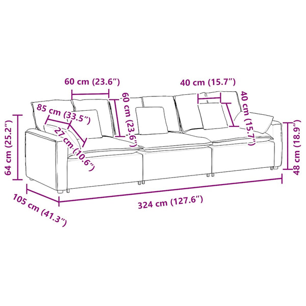 Modulares Sofa Hellgrau mit Kissen