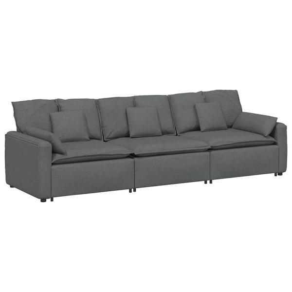 Modulares Sofa Dunkelgrau mit Kissen