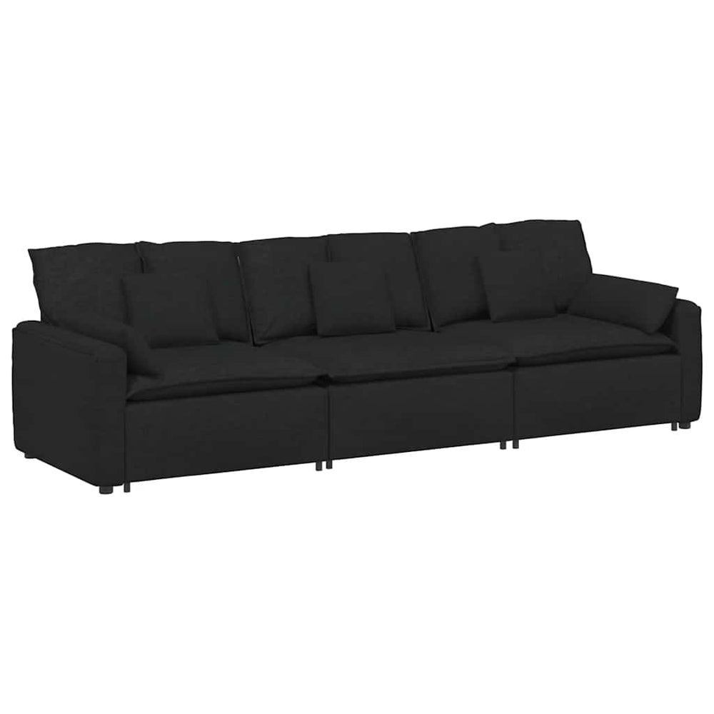 Modulares Sofa mit Kissen, Schwarz