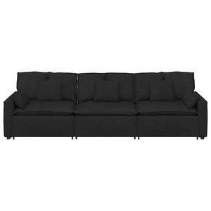 Modulares Sofa mit Kissen, Schwarz