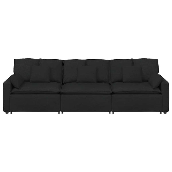 Modulares Sofa mit Kissen, Schwarz